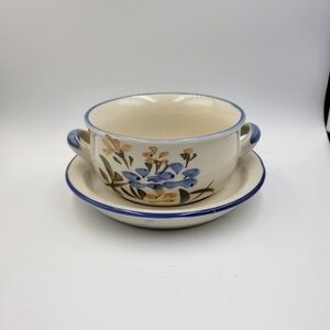 Vintage Stoneware China Croc Bowl with Plate